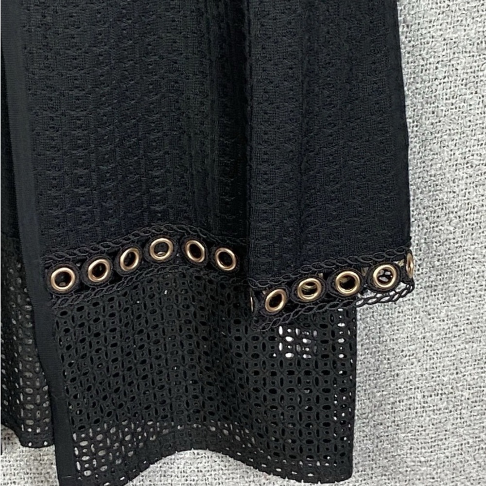 Ming Wang Sweater Cardigan Womens L Eyelet Panels Professional Classic Old Money - Picture 4 of 16